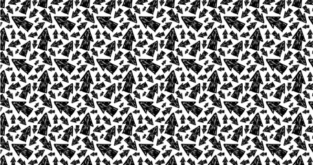 Seamless pattern of black doodle arrows for background and design elements, simple style