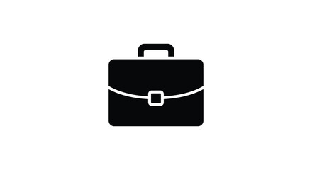 Classic black briefcase icon symbol representing business travel career professionalism and work essentials silhouette
