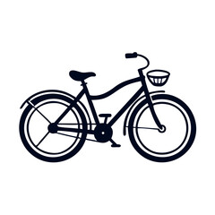 Fototapeta premium Bicycle illustration in minimalist style with black outlines 