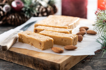 Christmas soft almond nougat bar