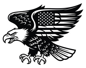 Illustration of a Patriotic Eagle with American Flag Design