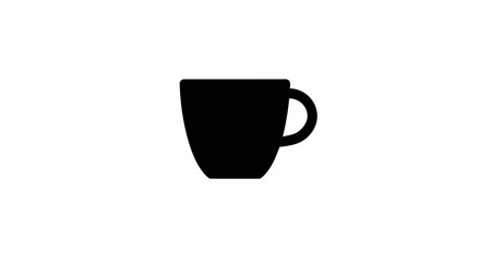 Black coffee cup silhouette against white background for design and concepts