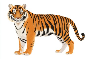 Fototapeta premium A tiger is standing on a white background