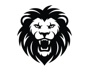 Fierce roaring lion head minimalist line art vector illustration