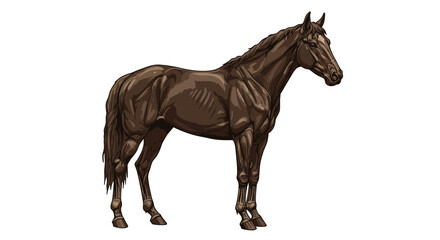Fototapeta premium Brown horse illustration isolated on white background for design projects