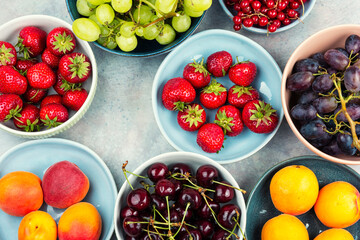 Fresh fruits and berries.