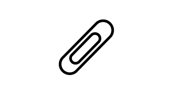 Minimalist black and white illustration of a paperclip on a clean white background - Powered by Adobe