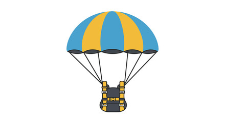 Parachute in flight blue and yellow vector illustration on white background