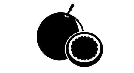 Passion fruit illustration black and white icon of tropical fruit isolated