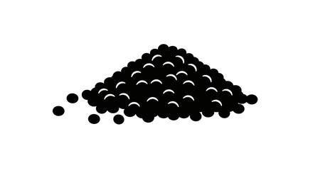 Pile of black caviar isolated on white background food photography concept