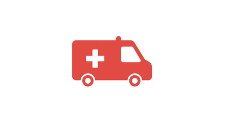 Red ambulance icon emergency medical vehicle illustration on white background