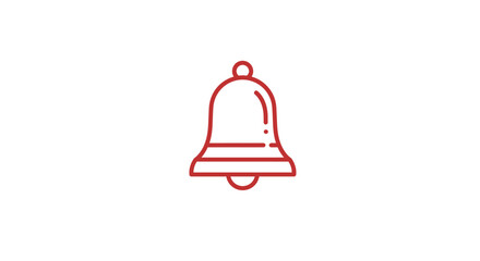Red bell icon on white background for notification reminder or alert