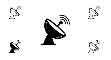 Satellite dish icons on white background technology and communication