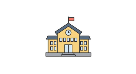School building illustration vector art of a yellow educational institution