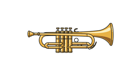 Shiny golden trumpet isolated on white background music instrument