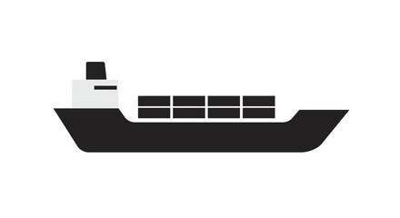 Shipping vessel icon illustration with containers for commerce and logistics