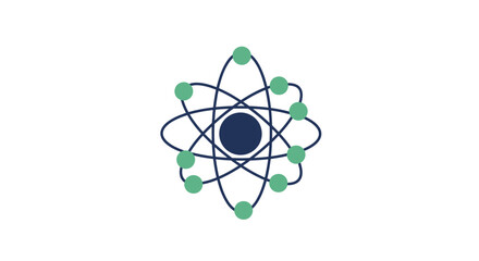 Simplified atom illustration modern vector graphic for science and education