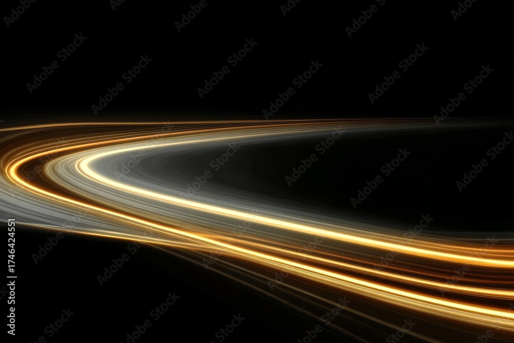 Canvas Prints stylish abstract art background with glowing wave lines and decorative yellow elements on black