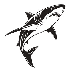 Fototapeta premium Aggressive shark illustration with sharp teeth and fins