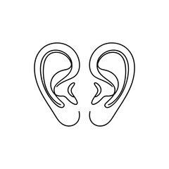 Outline drawing of two human ears facing forward on a white background