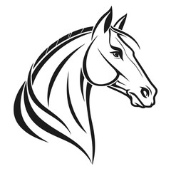 Vector art of elegant horse head vector illustration a majestic equine portrait, perfect for logos, tattoos, and graphic design projects with a touch of grace