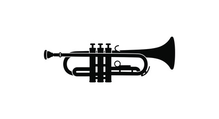 Classic brass trumpet silhouette isolated on for music jazz and performance concepts silhouette
