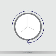 Dynamic circular clock icon with arrow symbolizing progress and time management in modern graphic design
