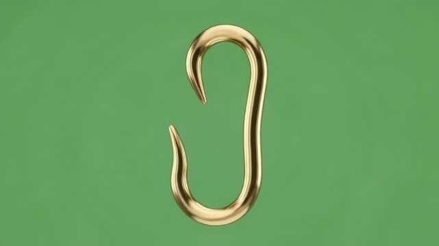 Golden Hook on Green Background - A Simple Object Study.