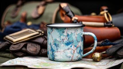Embrace adventure with this vintage map enamel mug, perfect for campers, hikers, and explorers dreaming of their next journey.