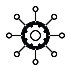 Obraz premium Gear hub with connected nodes icon for technology integration vector