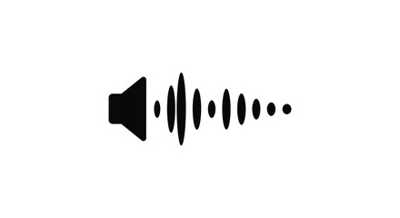 A minimalist black audio wave icon with speaker symbol symbolizing sound recording playback and music or voice communication silhouette