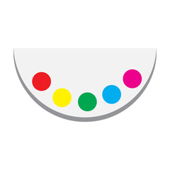 Minimal color dots on curved arc forming abstract smile vector icon