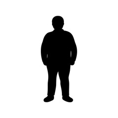 Full body silhouette of a man, standing and facing forward on white