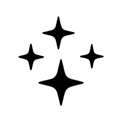Obraz premium Arrangement of four black star shapes on a white background creates simplicity