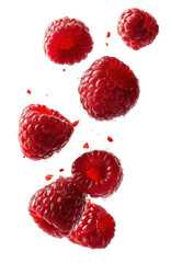 rasberry falling isolated on transparent background