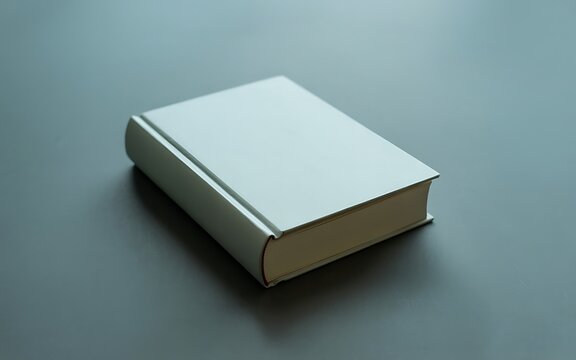 White hardback book with blank cover on gray background for educational literature and mystery novel concepts or self help guide ideas