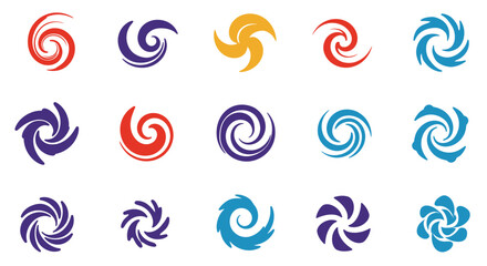 Colorful spiral designs arranged in rows showcasing vibrant abstract elements