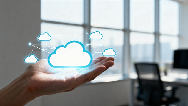 Hand holding cloud computing icon