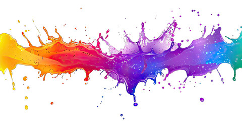 Abstract colorful liquid splash with glitter on black background