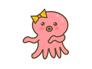 Cute Octopus with Ribbon