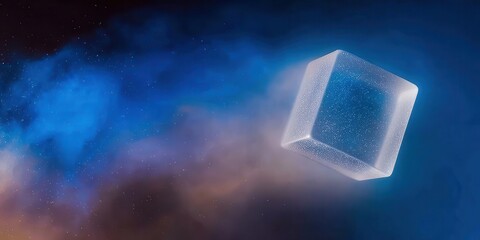 Fototapeta premium Glowing Digital Cube in Dark Space | Innovation, Data Intelligence & Creativity