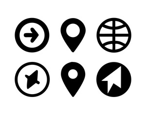 Black navigation icons for user interface design