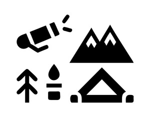 Camping icon, representing outdoor adventure activity