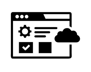 Cloud computing interface with settings and checkmark