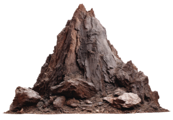 Isolated, rocky mountain peak