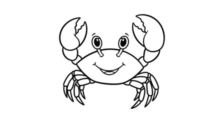 A friendly cartoon crab with raised claws smiling.