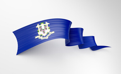 3D Wavy ribbon in Connecticut flag colors, flowing with national pride and elegance. 3D Illustration