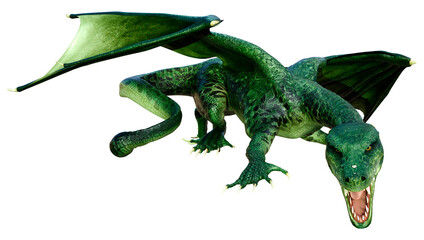 3D Rendering Fairy Tale Dragon on White