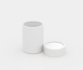 Blank white paper jar and lid mockup for eco friendly product packaging 3d illustration
