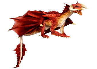 3D Rendering Fairy Tale Dragon on White